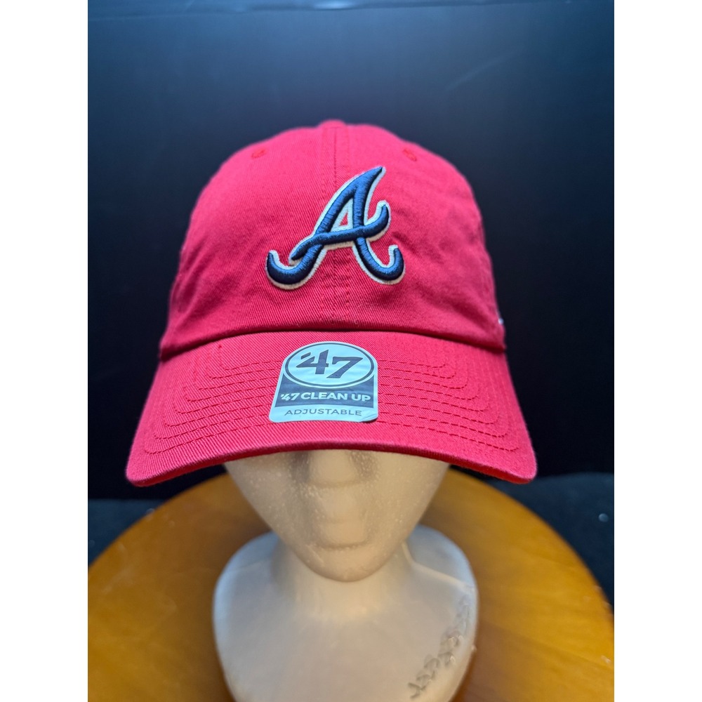 47 Brand Atlanta Braves Clean Up Hat Red MLB Adjustable Baseball Cap OSFA